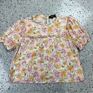 Lipslide Floral Print Cottagecore Women's Top XL